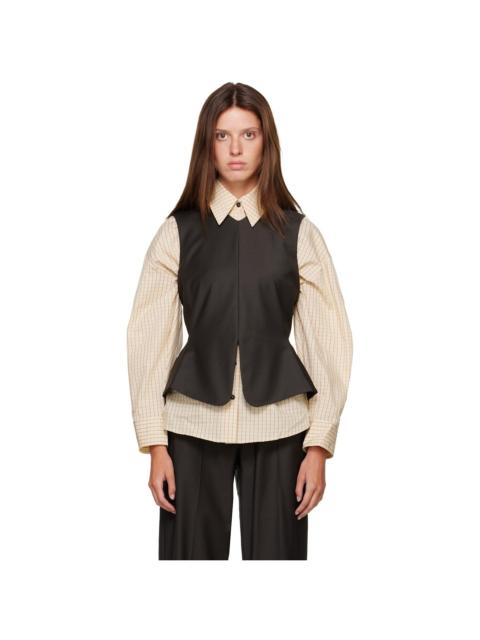 CORDERA Brown Tailored Peplum Top