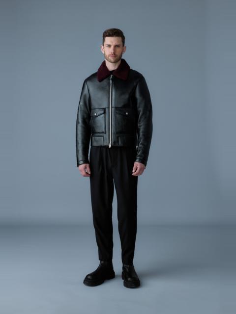 ENZO Leather jacket with shearling collar