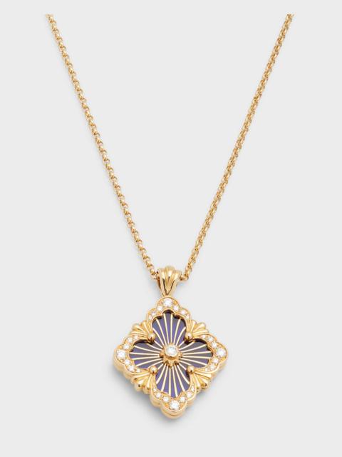 Buccellati Opera Tulle Pendant Necklace with Big Motif Blue and Diamonds in 18K Yellow Gold