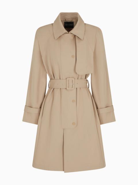 EMPORIO ARMANI TRENCH COAT WITH BELT IN WATER-REPELLENT TECHNICAL COTTON
