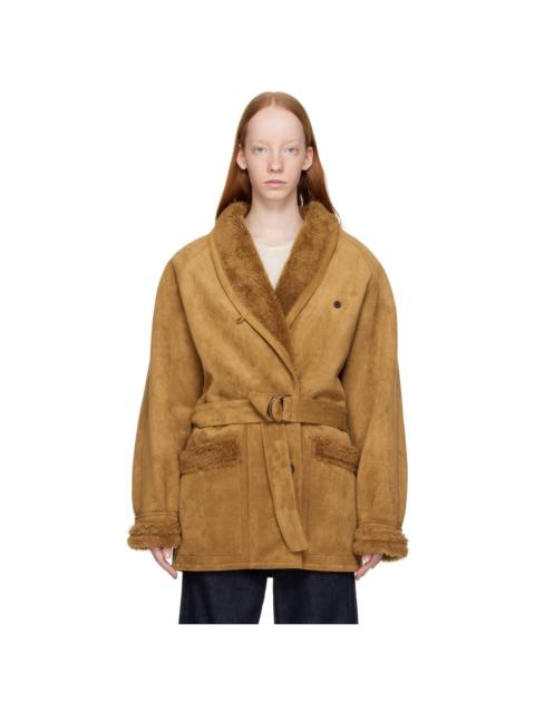 LVIR Tan Paneled Faux-Leather Coat