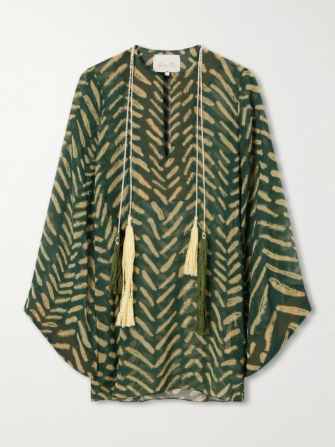 Johanna Ortiz Refugio De Sol Tasseled Printed Recycled Georgette Coverup