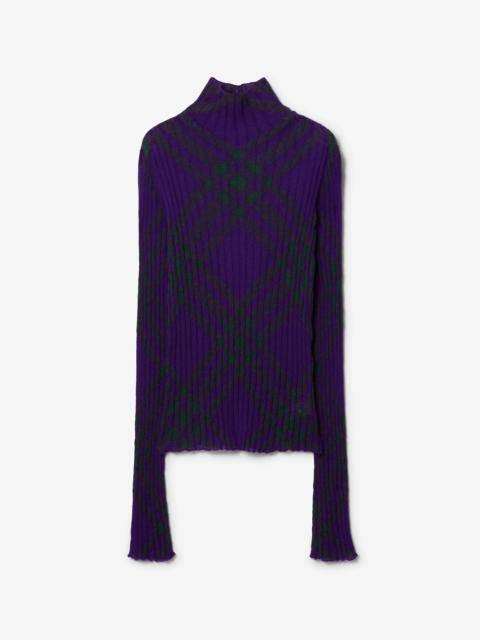 Burberry Check Mohair Blend Turtleneck Sweater