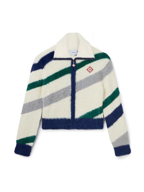 CASABLANCA Striped Fluffy Zip Up Jumper