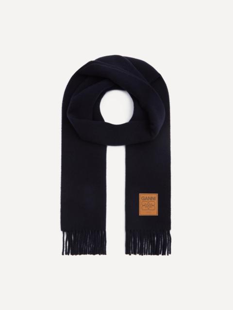 GANNI Double Face Wool Solid Scarf