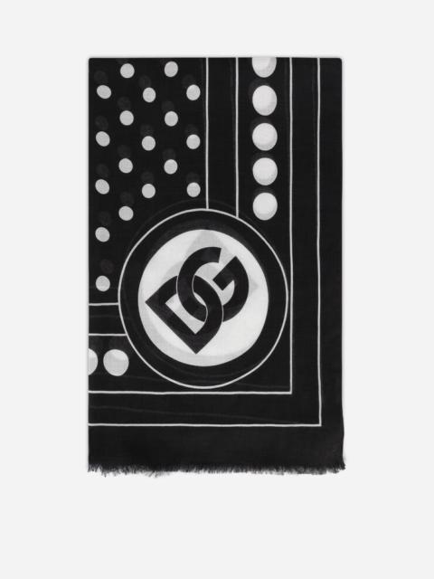 Dolce & Gabbana Cashmere and modal scarf with polka-dot print and DG logo (135 x 200)