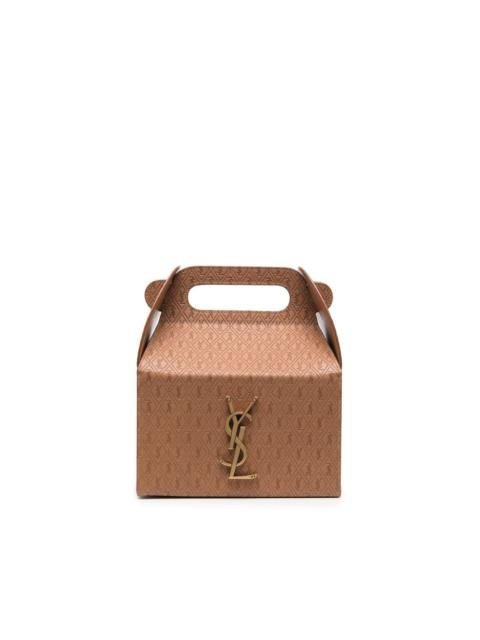 SAINT LAURENT debossed-monogram leather tote bag