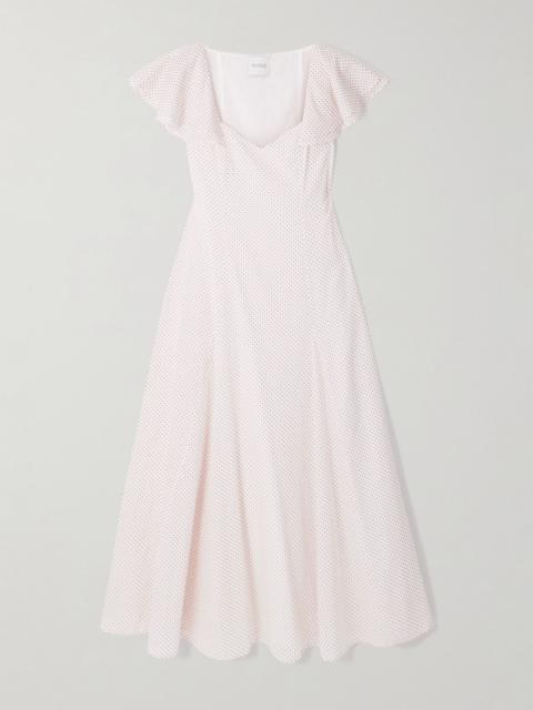 POSSE Marlowe ruffled polka-dot cotton-voile midi dress Cream