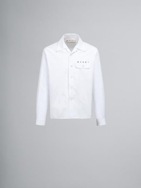 Marni WHITE POPLIN LONG-SLEEVED LOGO BOWLING SHIRT