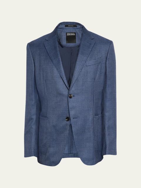 ZEGNA Men's Cashmere and Silk Prince Of Wales Sport Coat