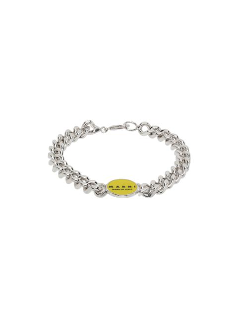 Silver & Yellow Logo Chain Bracelet