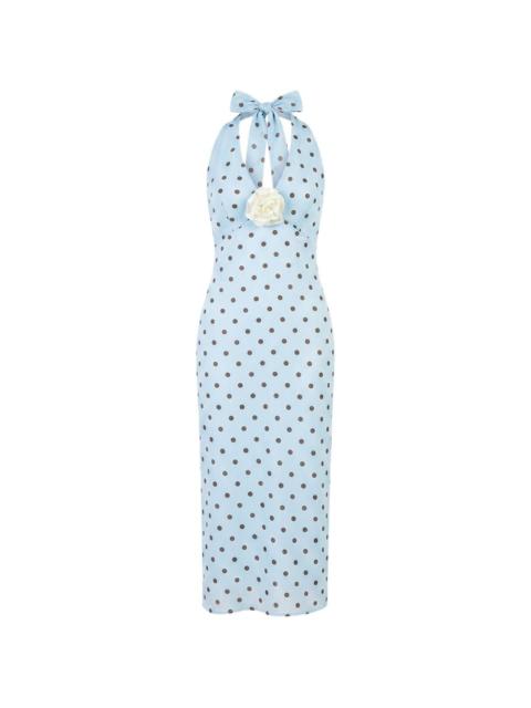 SLEEPER Jardin polka-dot V-neck midi dress