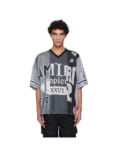 AMIRI Gray Spliced Oversized Mesh T-shirt