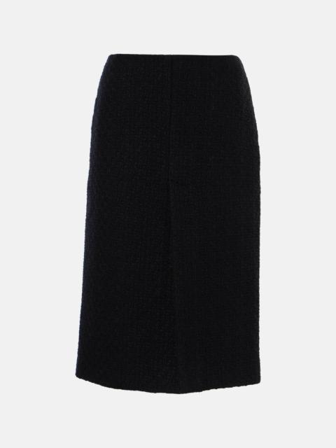 Wool-blend tweed midi skirt