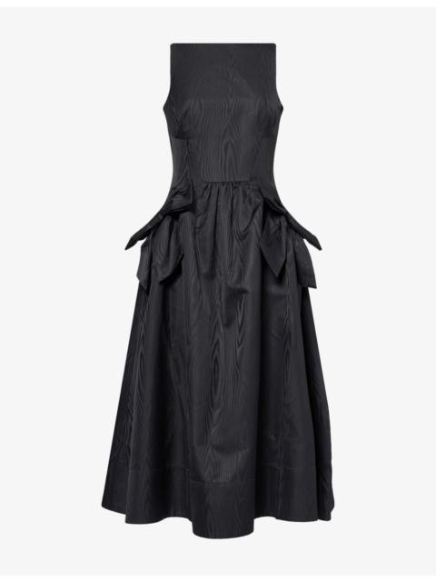 REBECCA VALLANCE Narcissa Bow-Embroidered Taffeta Midi Dress