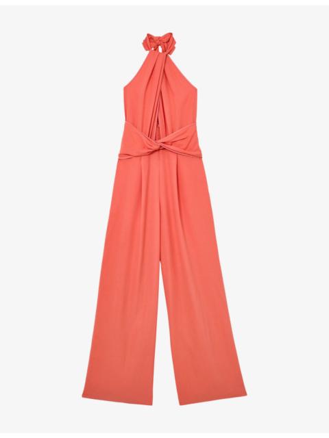 REISS Akia Halterneck Stretch-Woven Jumpsuit