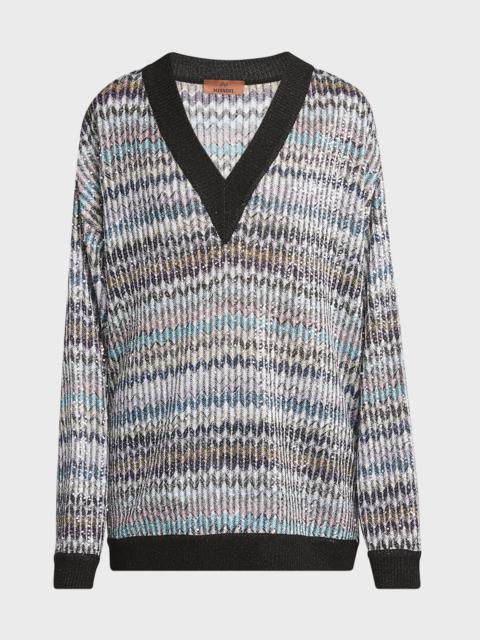 Missoni Chevron Knit V-Neck Sweater