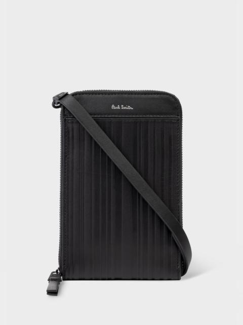 Paul Smith Black Leather 'Shadow Stripe' Phone Wallet Bag