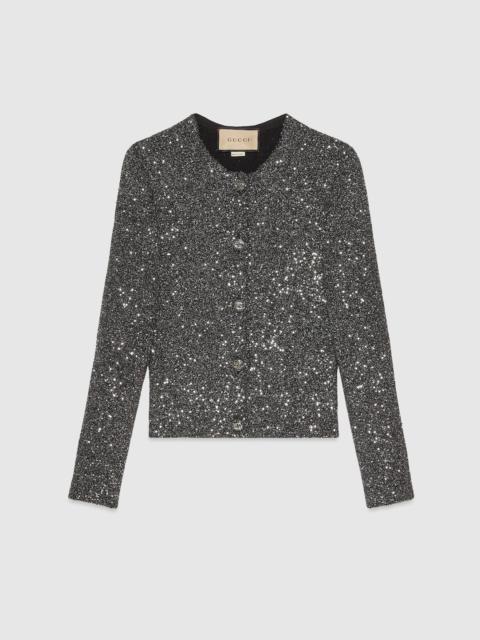 Viscose knit cardigan with sequins