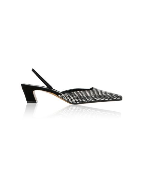 Roosevelt Slingback Crystal-Embellished Leather Pumps black