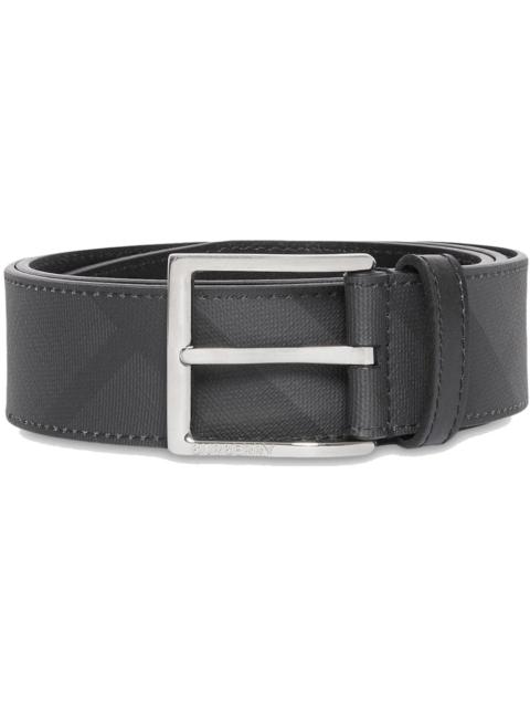 Burberry Burberry London Check and Leather Belt 1.6 Width Dark Charcoal/Black