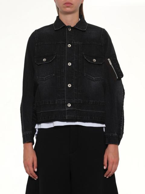 sacai Denim x Nylon Twill Jacket in Black