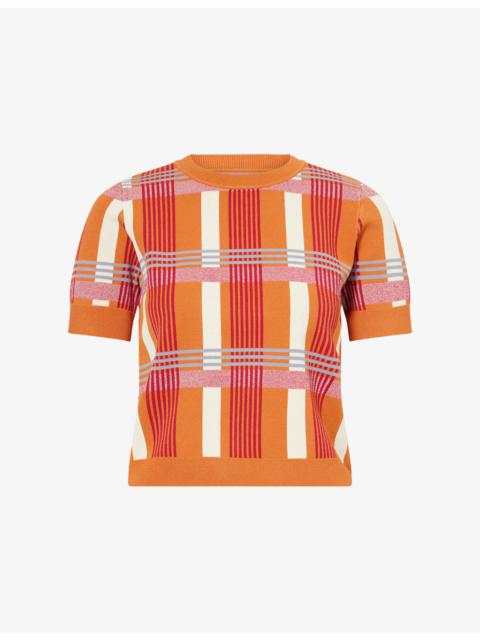 ZANKOV Leo Checked Stretch-Knit Top