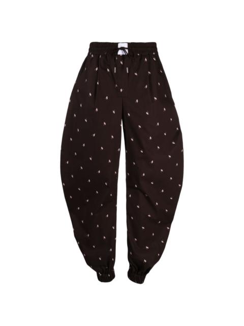 THE ATTICO logo-print cotton tapered trousers