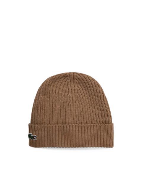 LACOSTE ribbed-knit beanie hat