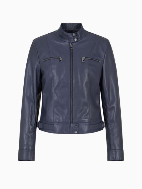 EMPORIO ARMANI Biker jacket in lambskin nappa leather with a soft feel