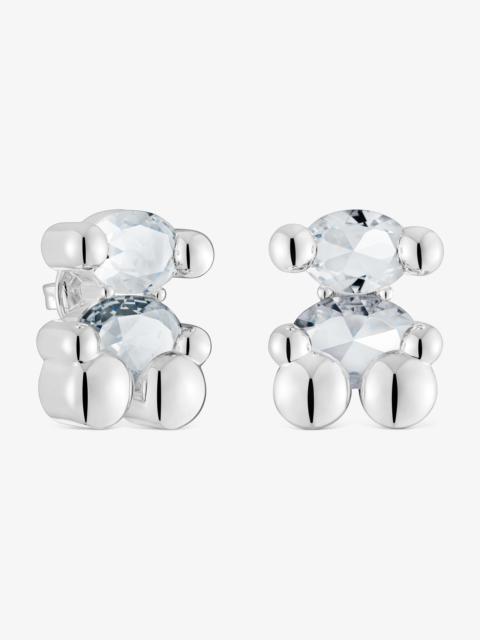TOUS 23 mm silver and rock crystal quartz bear motif Earrings Color Bear