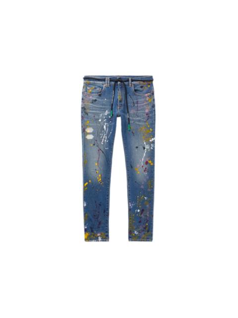 Off-White OFF-WHITE Skinny Fit Paint Splattered Denim Jeans Blue/Multicolor