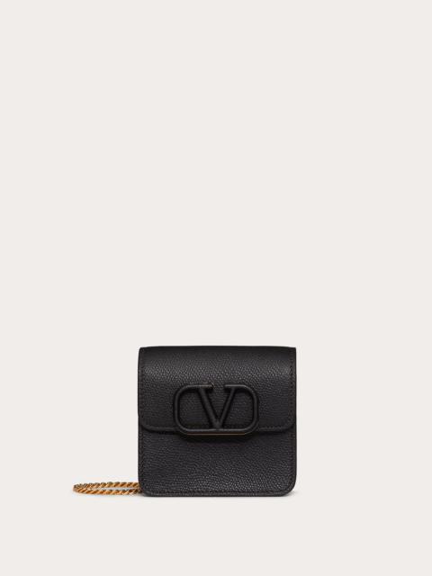 Valentino COMPACT VSLING GRAINY CALFSKIN WALLET WITH CHAIN STRAP