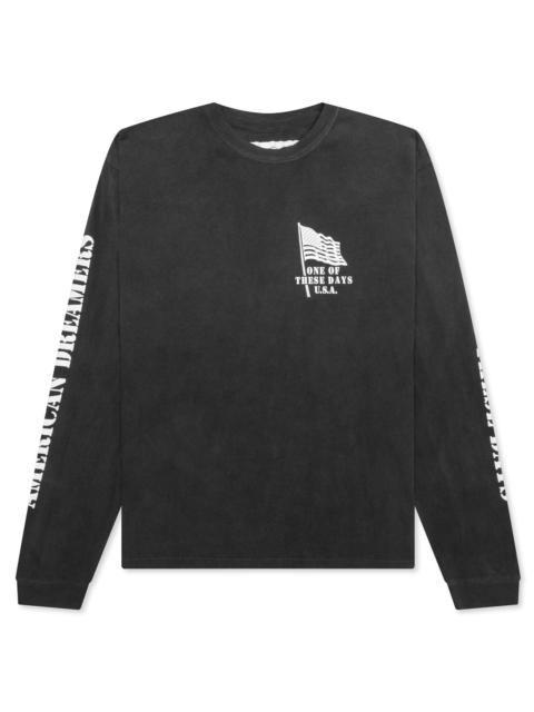 One Of These Days AMERICAN FLAG COWBOY LONG SLEEVE TEE - WASHED BLACK