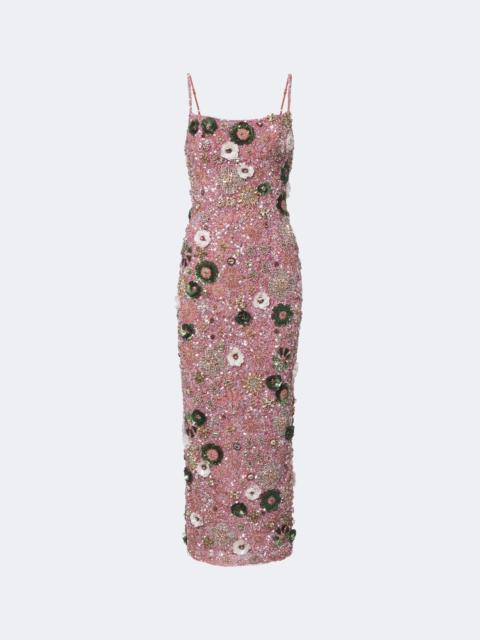RACHEL GILBERT Francesca floral-appliqué corset dress