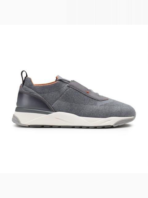 Santoni Men's light blue fabric and leather sneaker