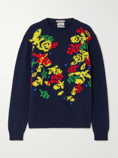 JW Anderson + Pringle Floral Intarsia-knit Cashmere Sweater