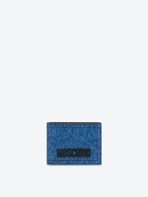 Moschino DENIM PRINT NAPPA LEATHER FLAP WALLET