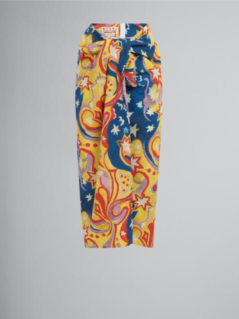 MARNI X NO VACANCY INN - COTTON MIDI SKIRT WITH GALACTIC PARADISE PRINT