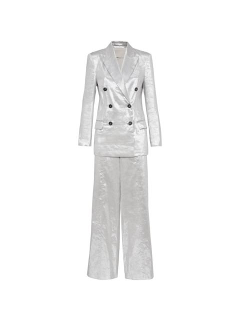 metallic linen-blend suit