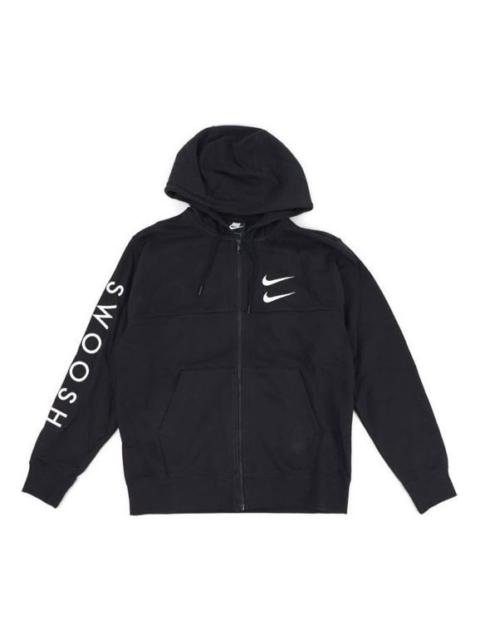 Nike Double Hook Embroidered zipper Sport hooded Jacket Men 'Black White' CU3927-010