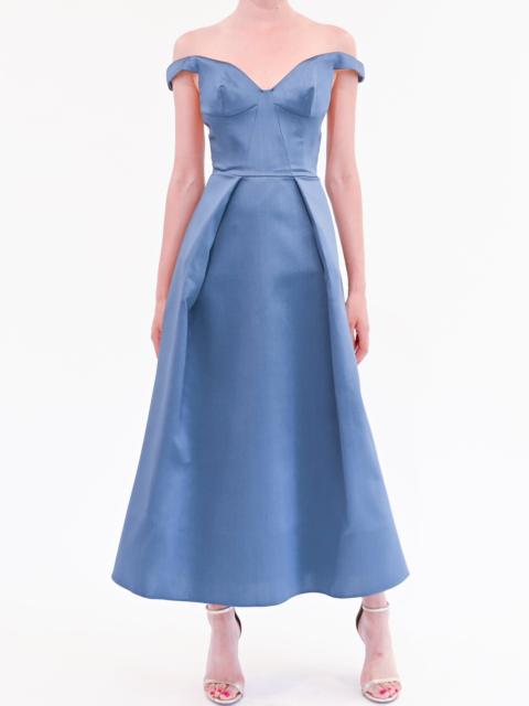 PLEATED MIKADO MIDI DRESS