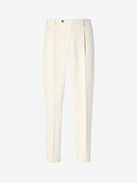 CORNELIANI White soft stretch cotton drill trousers