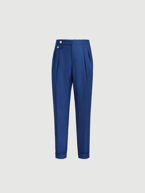 Brunello Cucinelli Cashmere and silk diagonal trousers with double pleats and waist tabs