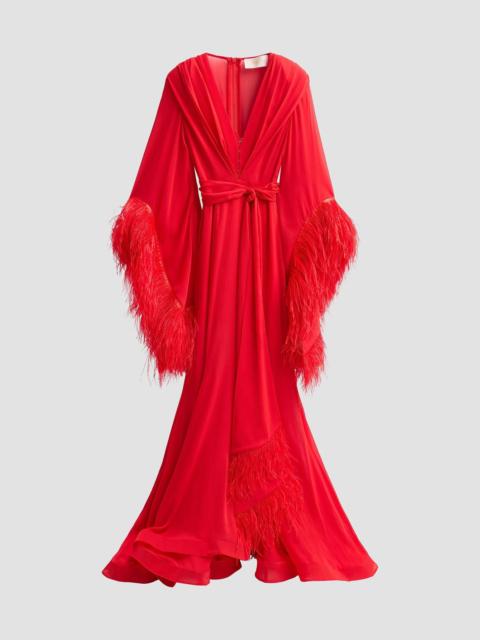 BRONX BANCO Women's Geisha Ostrich Feather-Trim Gown - Flame