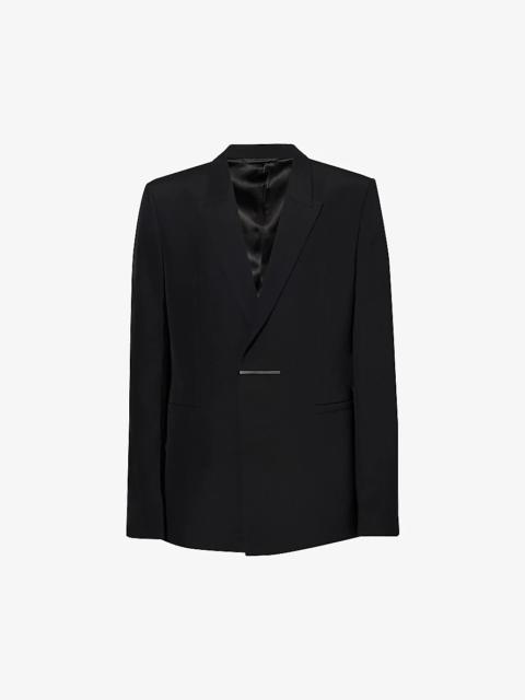 Givenchy Brand-plaque peak-lapel wool jacket