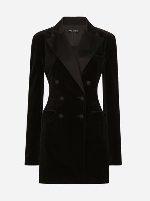 Double-breasted velvet Turlington jacket