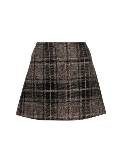 check-pattern wool-blend miniskirt