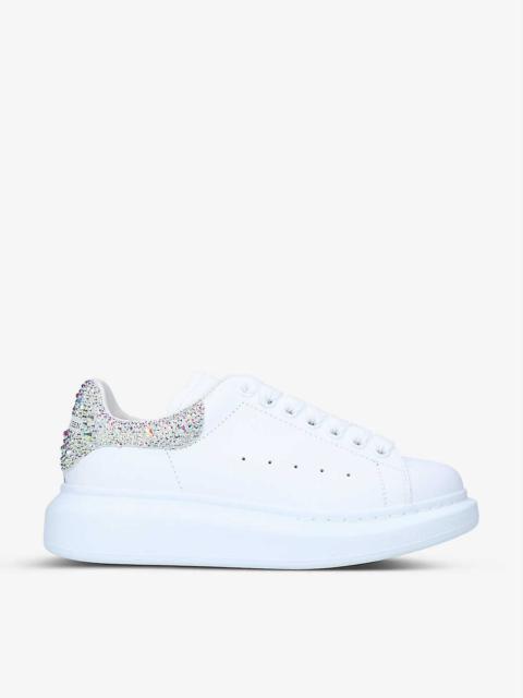 Men’s Runway crystal-embellished leather trainers