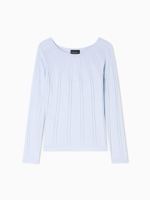 BOAT-NECK JUMPER WITH A LINKS-STITCH MOTIF